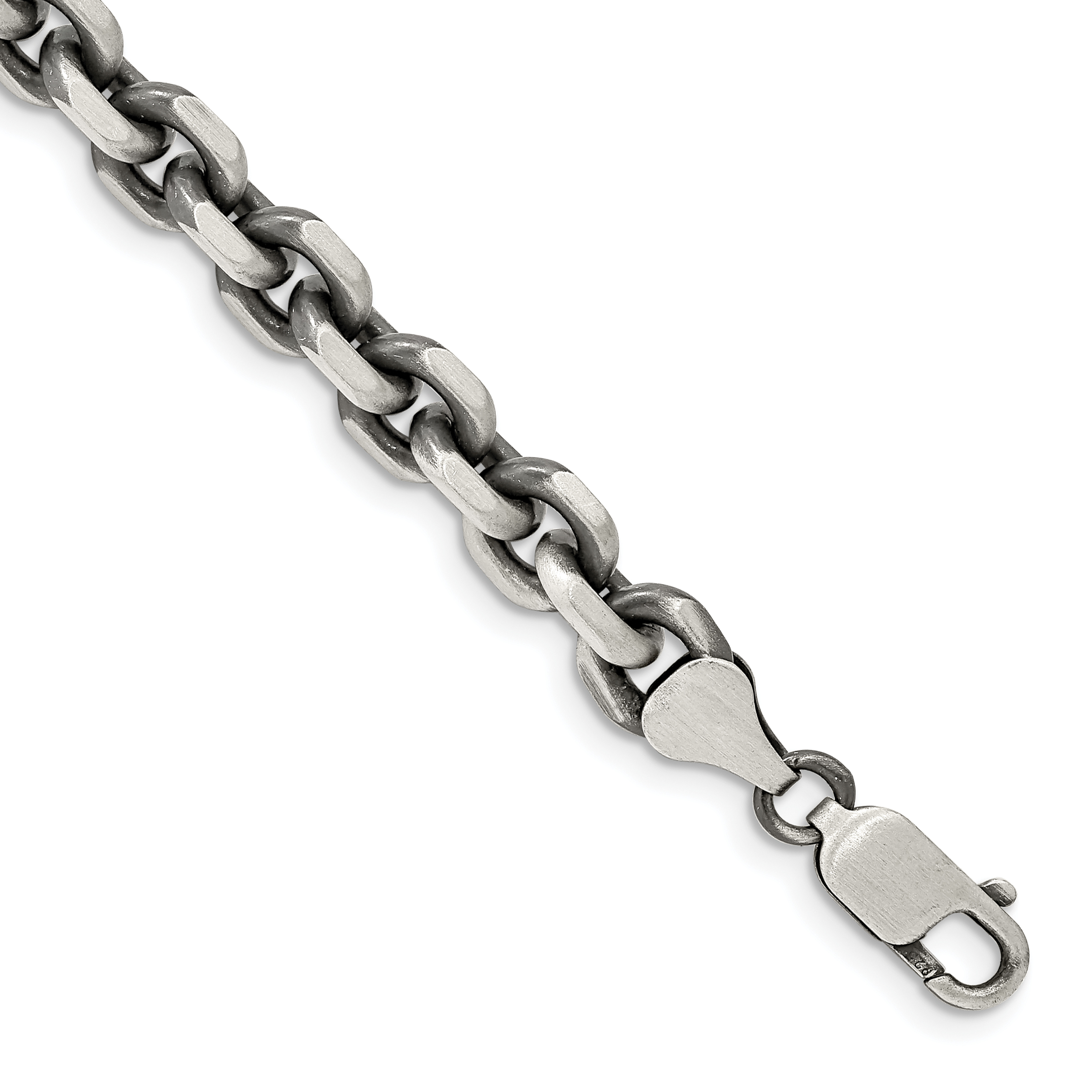 Sterling Silver Antiqued 7.0mm D/C Elongated Open Link Chain (QFC144-8.5)