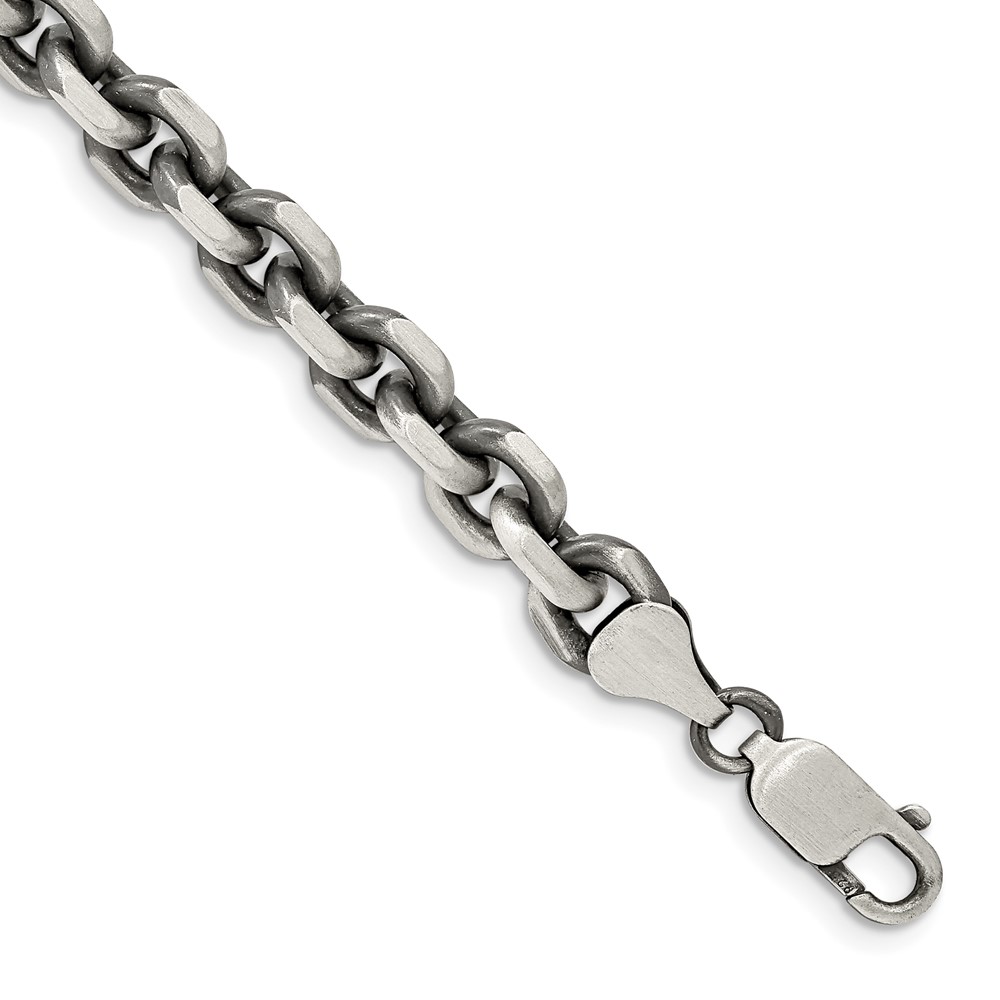 Sterling Silver Antiqued 7.0mm D/C Elongated Open Link Chain (QFC144-8.5)