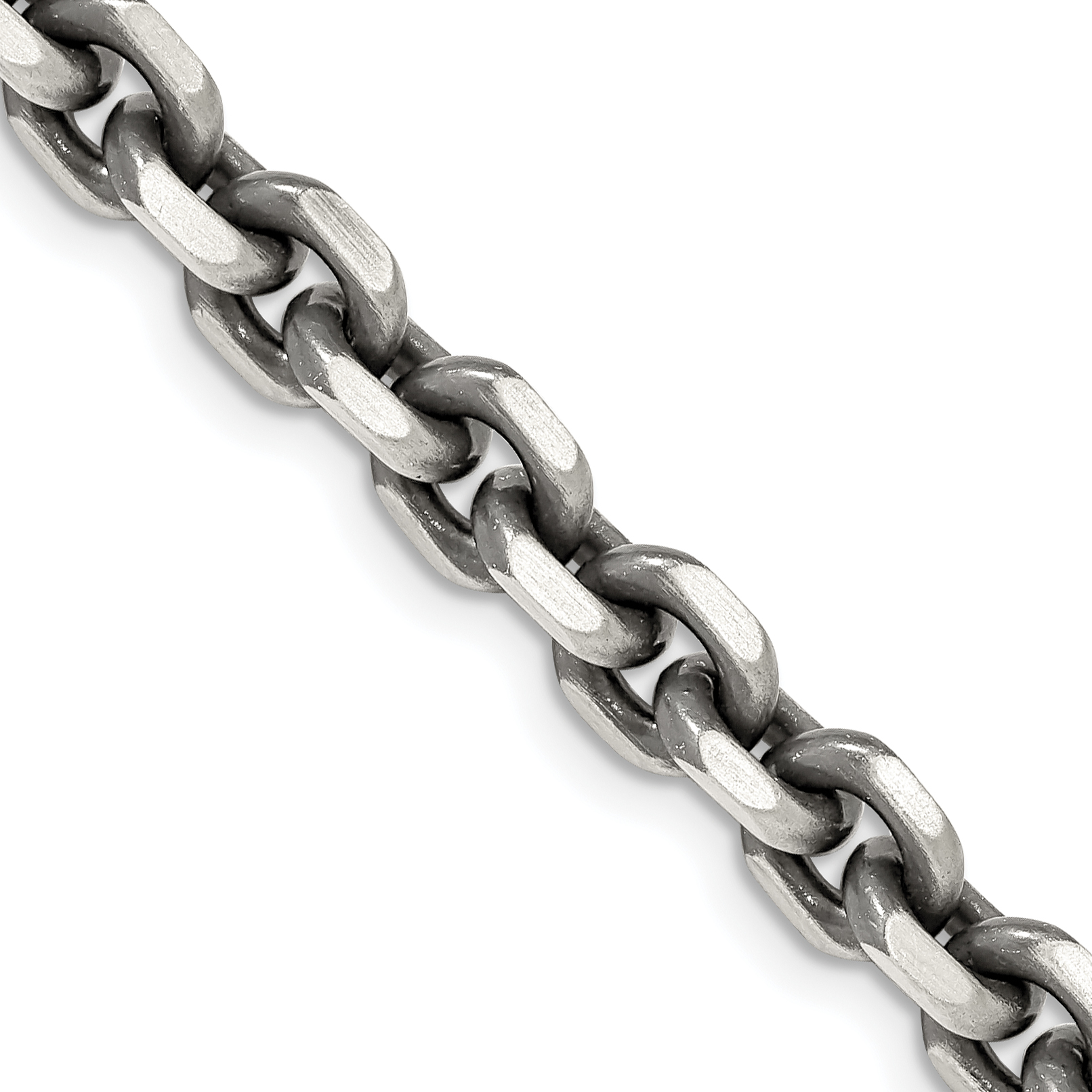 Sterling Silver Antiqued 7.0mm D/C Elongated Open Link Chain (QFC144-20)