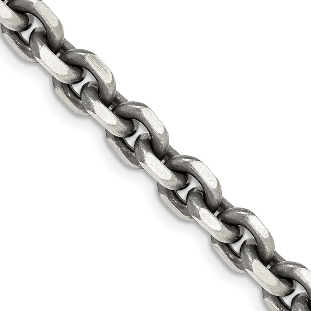 Sterling Silver Antiqued 7.0mm D/C Elongated Open Link Chain (QFC144-20)
