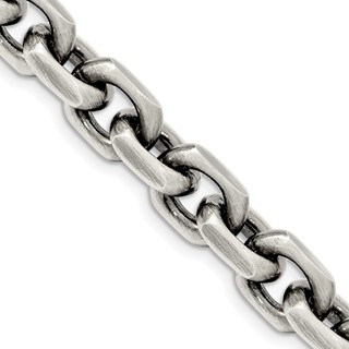 Sterling Silver Antiqued Diamond-Cut Elongated Open Link Chain