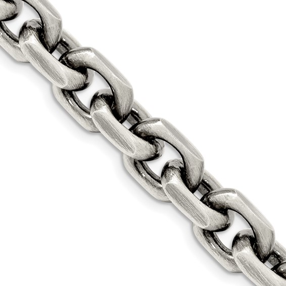 Sterling Silver Antiqued Diamond-Cut Elongated Open Link Chain
