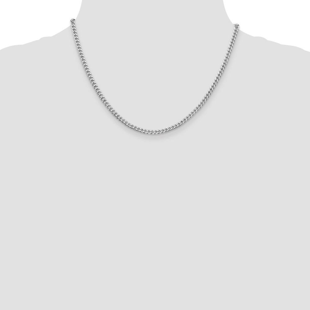 Sterling Silver Rhodium-plated Polished 3.15mm Curb Chain (QFC146R-18)