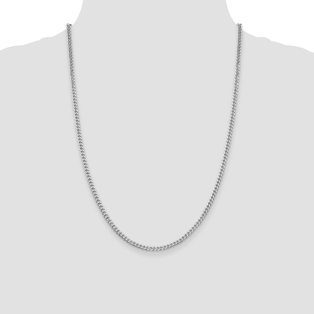 Sterling Silver Rhodium-plated Polished 3.15mm Curb Chain (QFC146R-24)