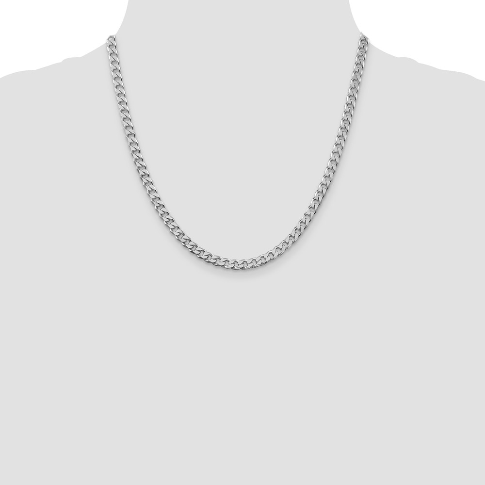 Sterling Silver Rhodium-plated Polished 5mm Curb Chain (QFC147R-20)