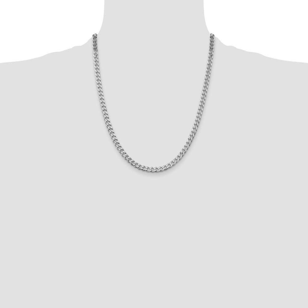 Sterling Silver Rhodium-plated Polished 5mm Curb Chain (QFC147R-22)