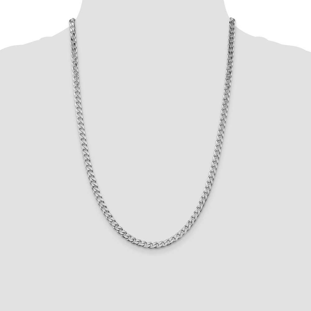 Sterling Silver Rhodium-plated Polished 5mm Curb Chain (QFC147R-24)