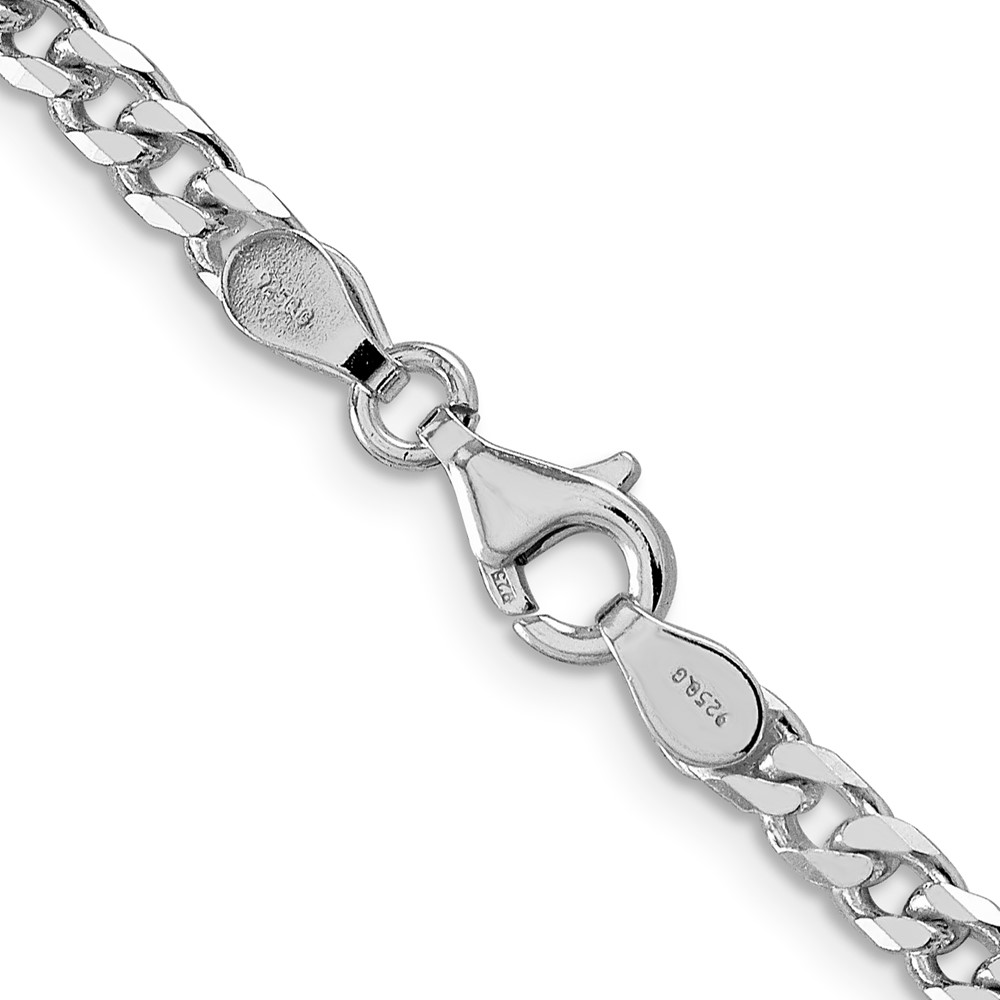 Sterling Silver Rhodium-plated Polished 3.5mm Curb Chain (QFC151R-20)