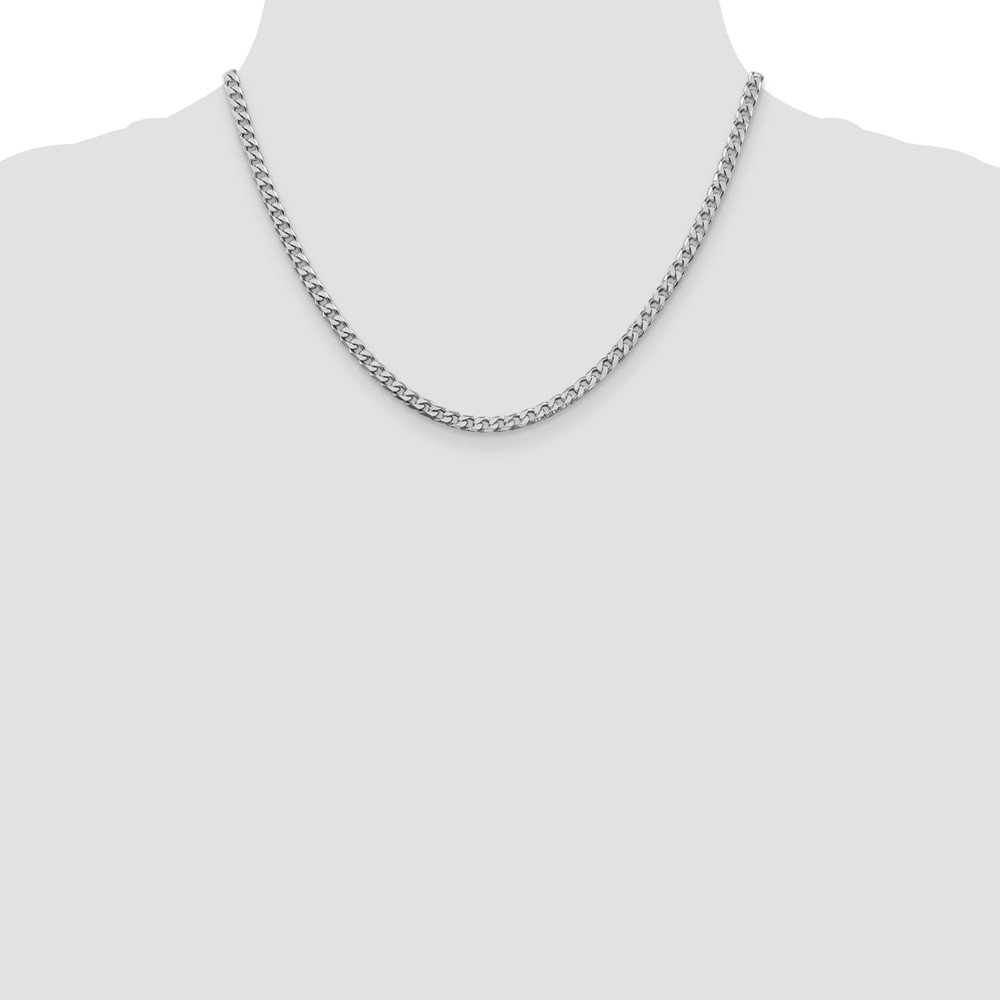 Sterling Silver Rhodium-plated Polished 3.5mm Curb Chain (QFC151R-18)