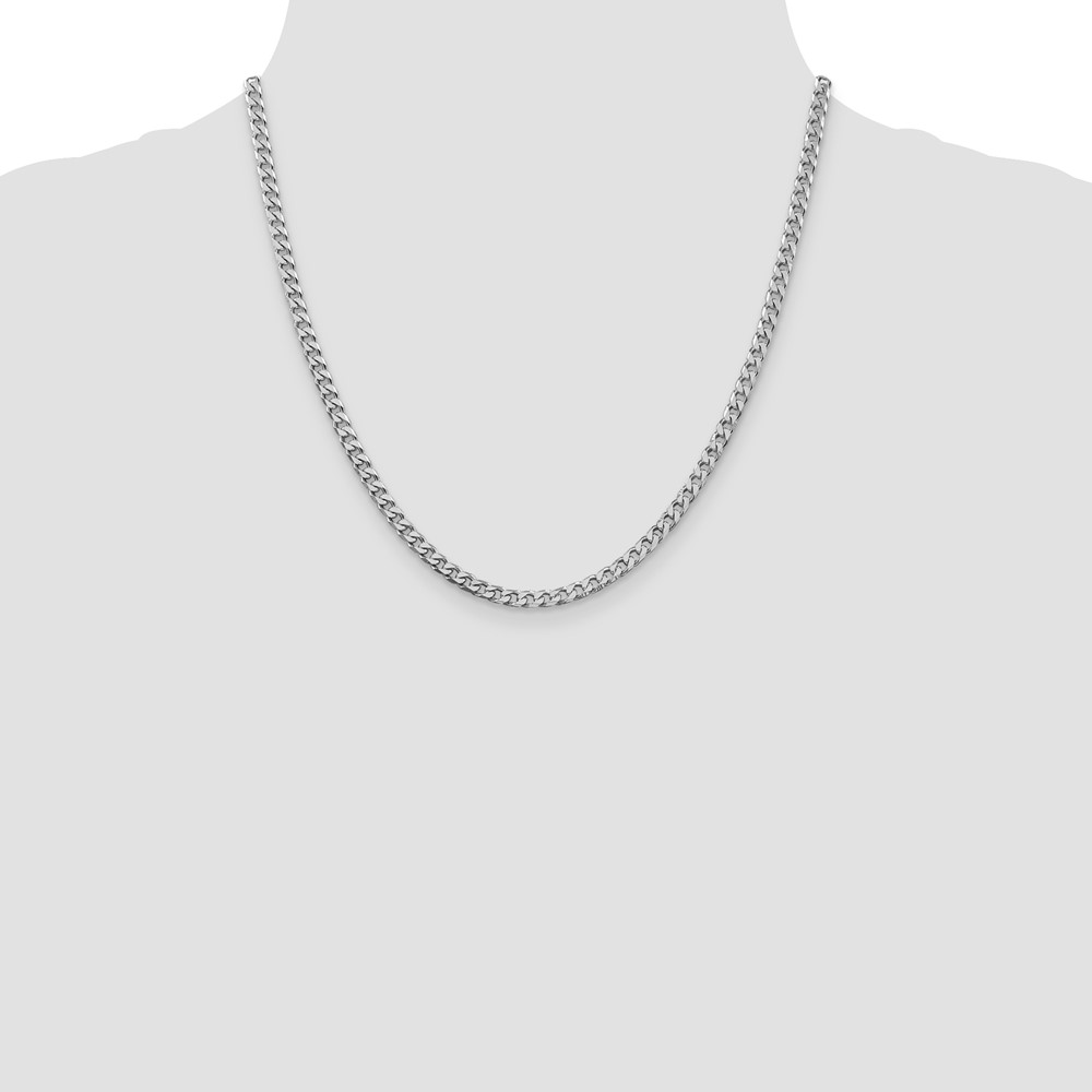 Sterling Silver Rhodium-plated Polished 3.5mm Curb Chain (QFC151R-20)