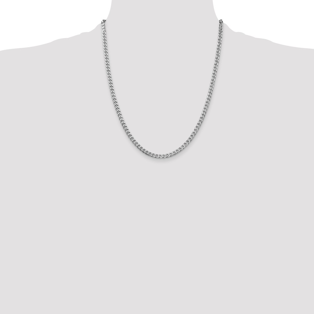 Sterling Silver Rhodium-plated Polished 3.5mm Curb Chain (QFC151R-22)