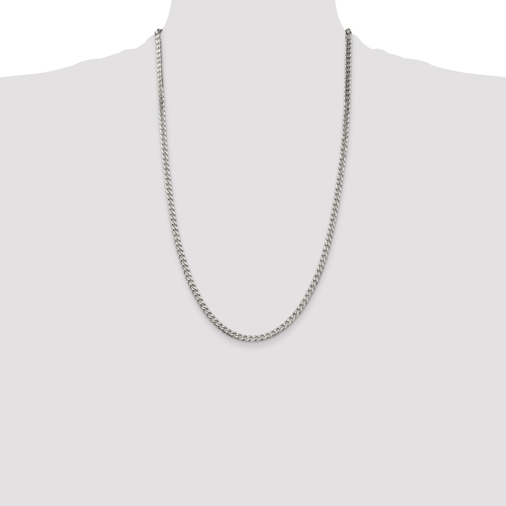 Sterling Silver Rhodium-plated Polished 3.5mm Curb Chain (QFC151R-26)