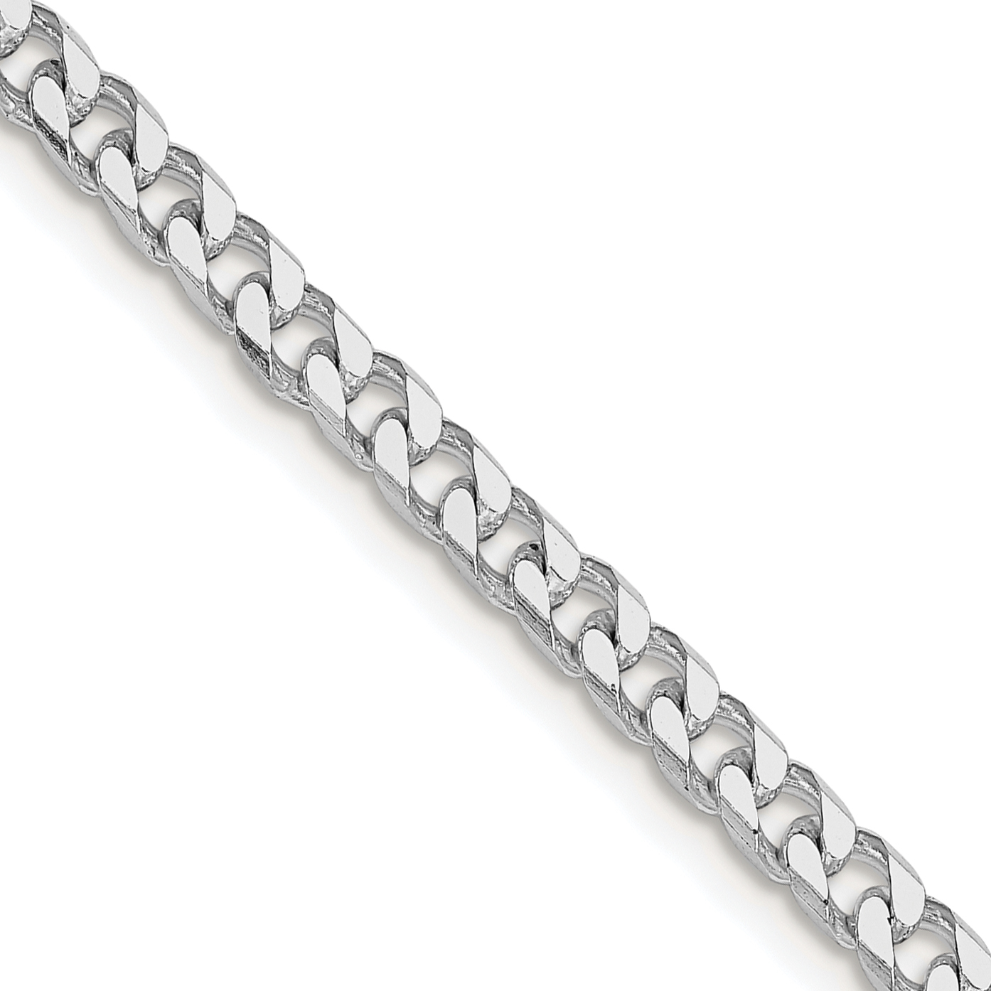 Sterling Silver Rhodium-plated Polished 3.5mm Curb Chain (QFC151R-18)