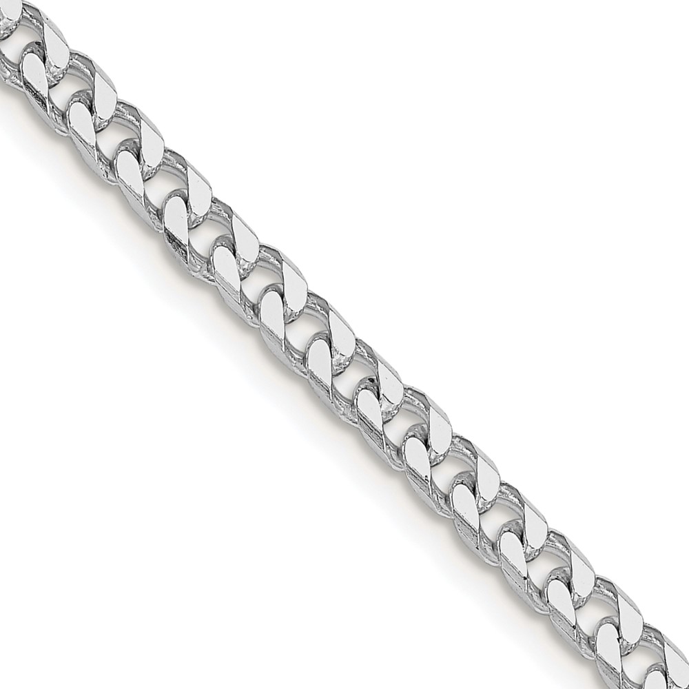 Sterling Silver Rhodium-plated Polished 3.5mm Curb Chain (QFC151R-18)