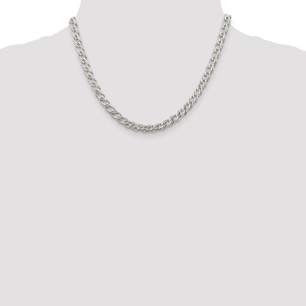 Sterling Silver 5.65mm 6 Side D/C Flat Double Curb Chain (QFC153-18)