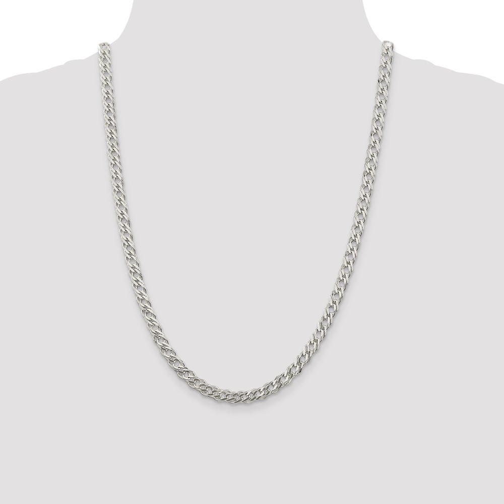 Sterling Silver 5.65mm 6 Side D/C Flat Double Curb Chain (QFC153-24)