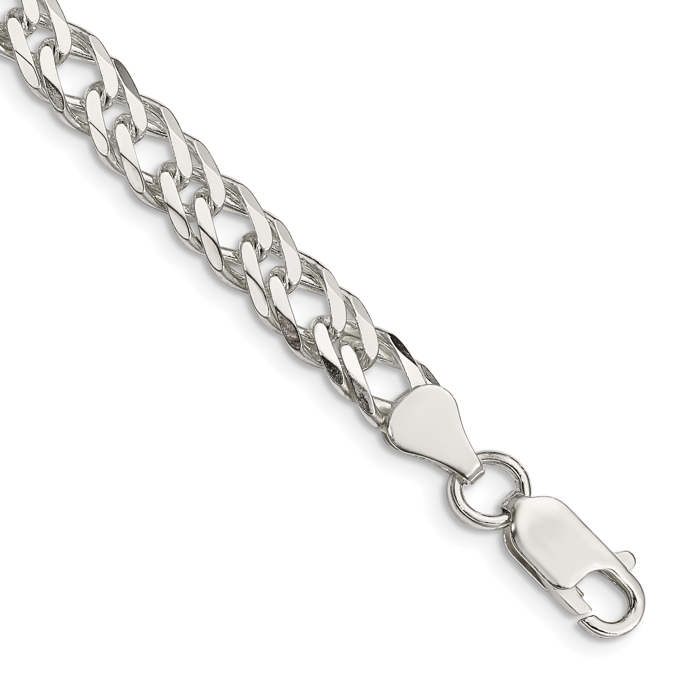 Sterling Silver 6.25mm 6 Side D/C Flat Double Curb Chain (QFC154-7)