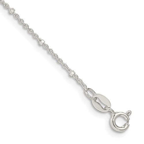 Sterling Silver 1.25mm Rolo Anklet with Beads Chain