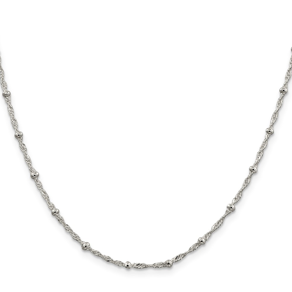 Sterling Silver 2.5mm Singapore w/ Beads Chain (QFC165-24)