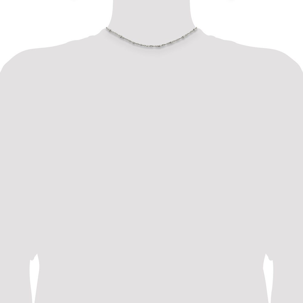 Sterling Silver 2.5mm Singapore w/ Beads Chain (QFC165-14)