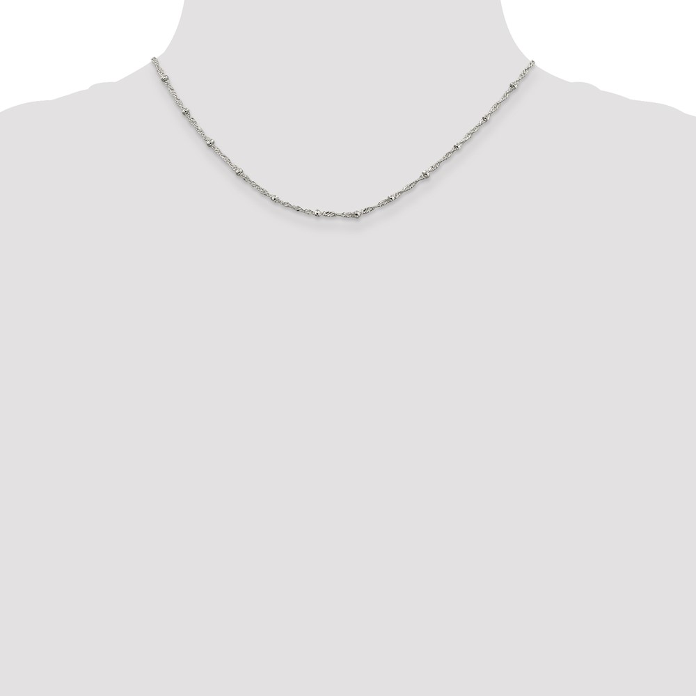 Sterling Silver 2.5mm Singapore w/ Beads Chain (QFC165-16)