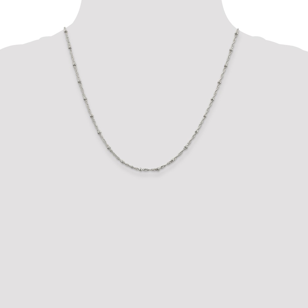 Sterling Silver 2.5mm Singapore w/ Beads Chain (QFC165-20)