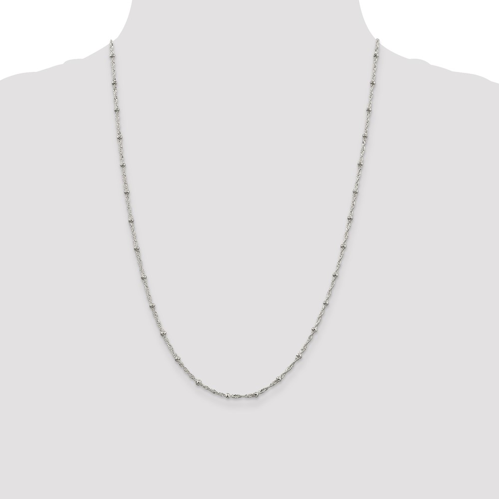 Sterling Silver 2.5mm Singapore w/ Beads Chain (QFC165-24)