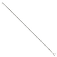 Sterling Silver 2.5mm Singapore W Beads Chain Anklet view 2