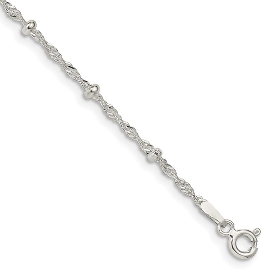 Sterling Silver Beaded Singapore Chain