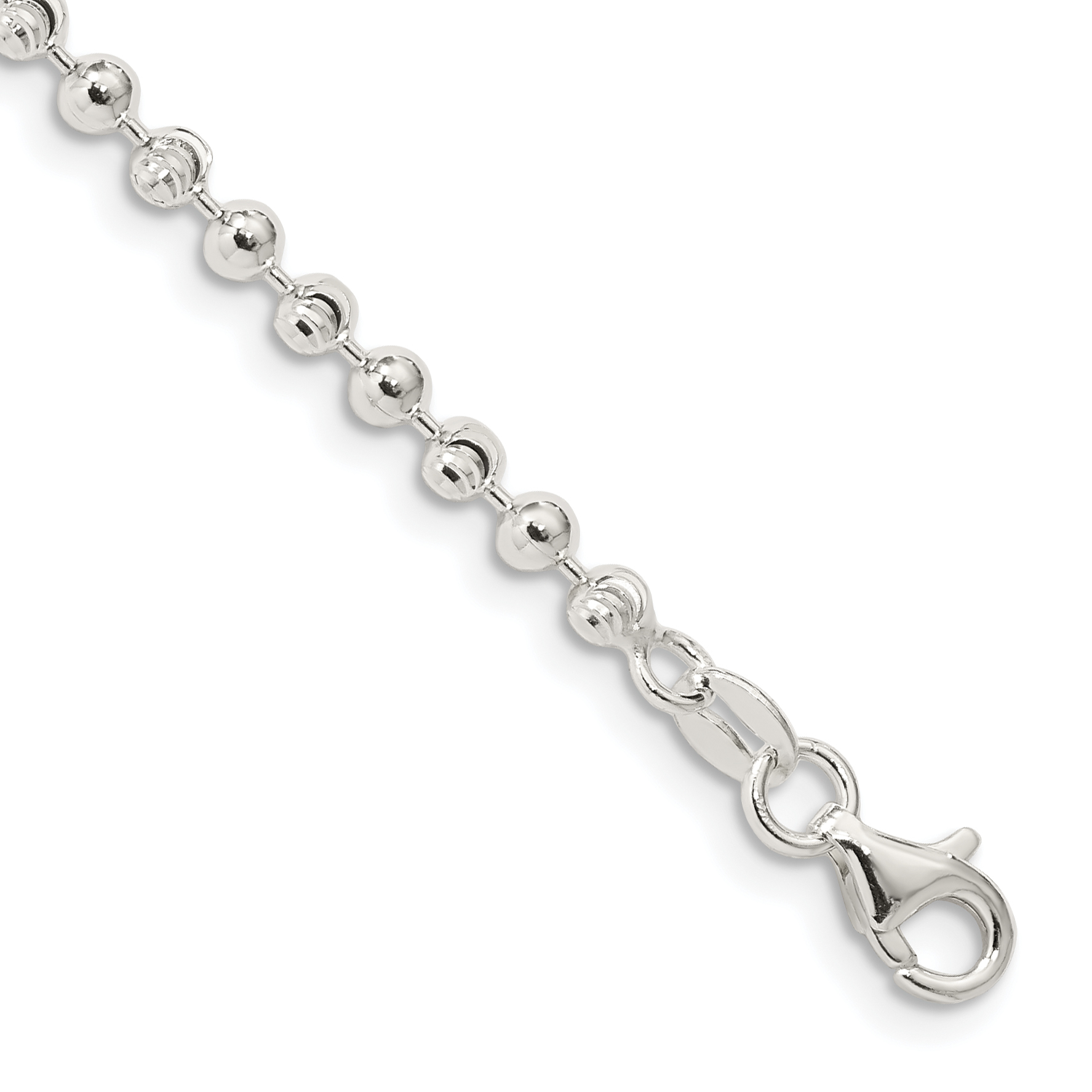 Sterling Silver 3mm Fancy Beaded Chain Anklet (QFC166-10)