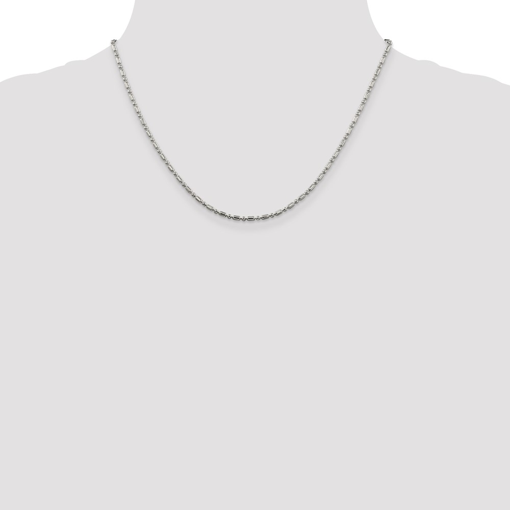 Sterling Silver 2mm Fancy Beaded Chain (QFC195-18)
