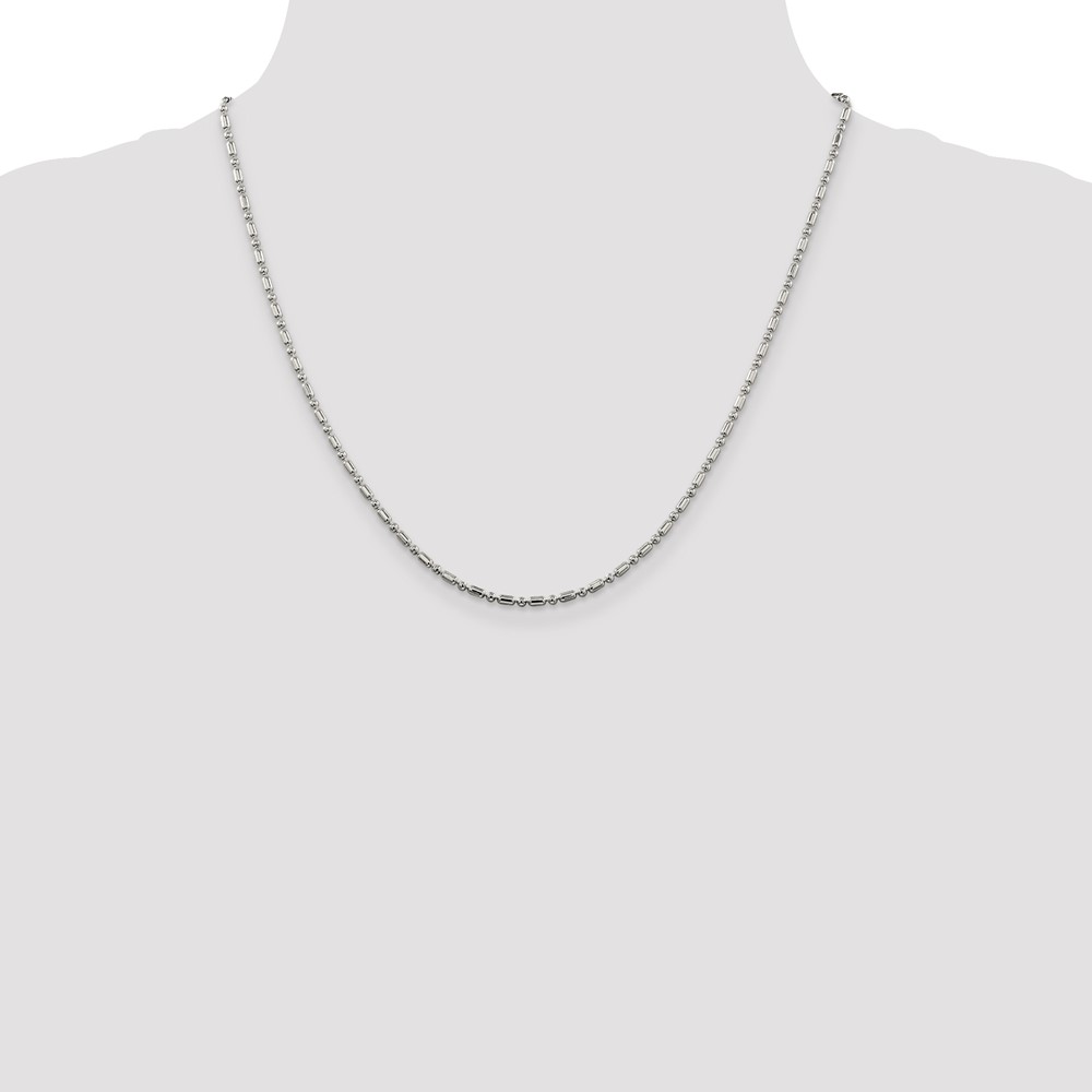 Sterling Silver 2mm Fancy Beaded Chain (QFC195-20)