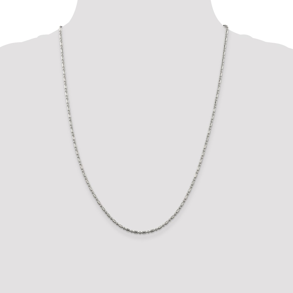 Sterling Silver 2mm Fancy Beaded Chain (QFC195-24)