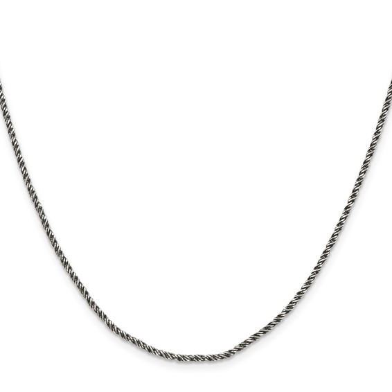 Sterling Silver Antiqued Twisted Tight Wheat Chain