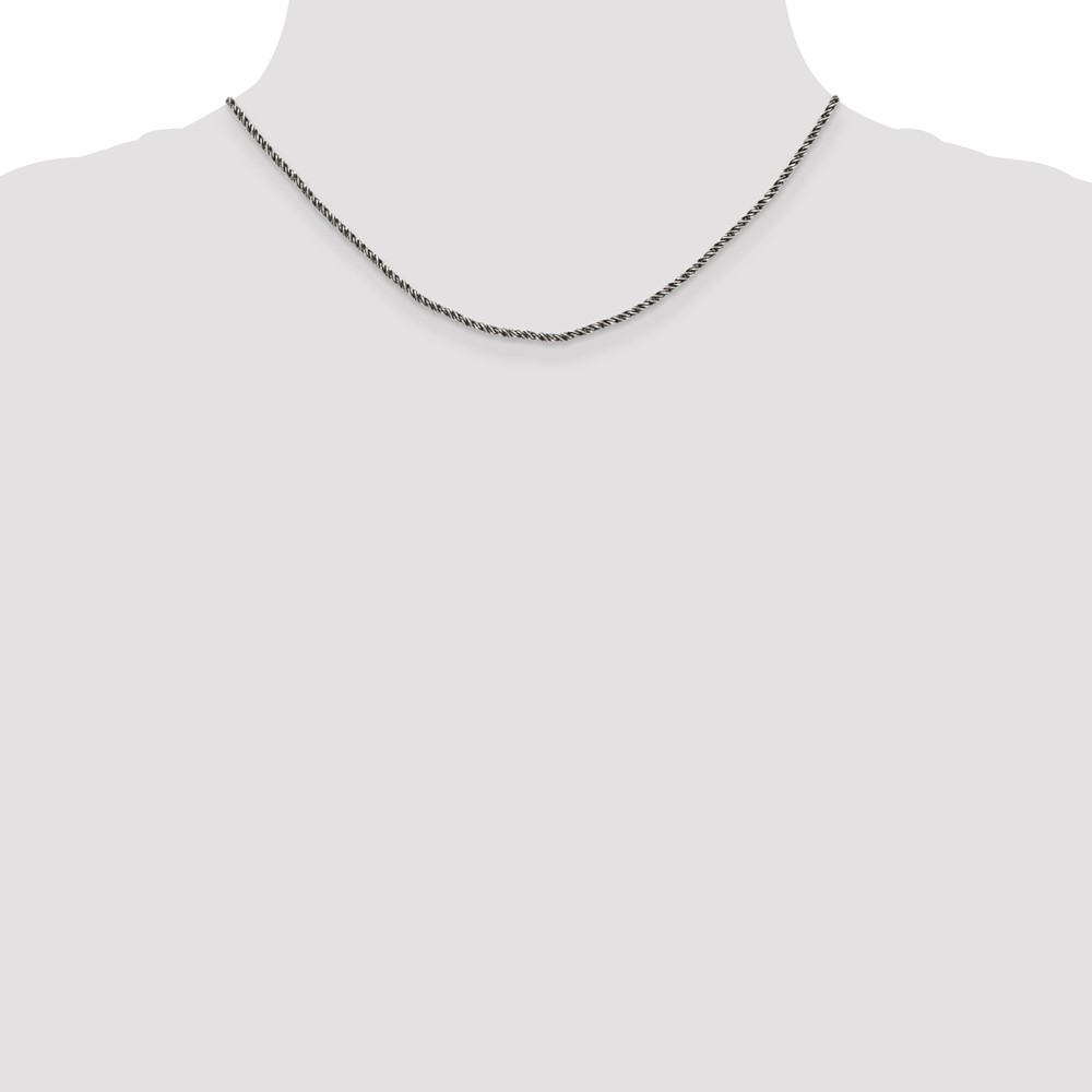 Sterling Silver Ruthenium-plated 1.7mm Twisted Tight Wheat Chain (QFC200-16)