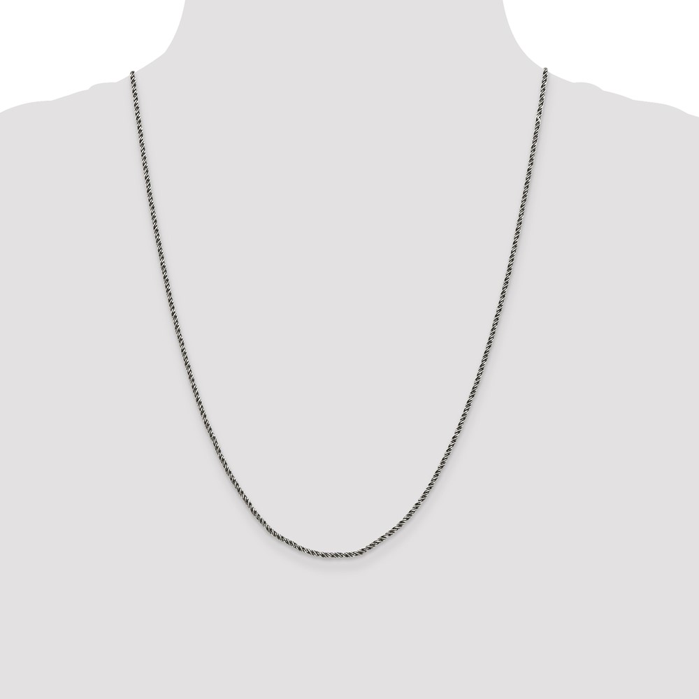 Sterling Silver Ruthenium-plated 1.7mm Twisted Tight Wheat Chain (QFC200-24)