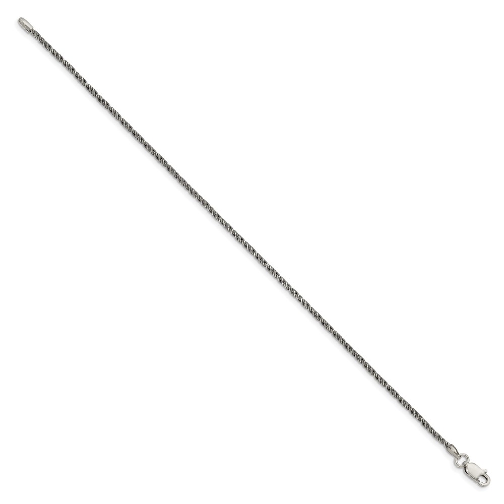 Sterling Silver Ruthenium-plated 1.7mm Twisted Tight Wheat Chain (QFC200-7)