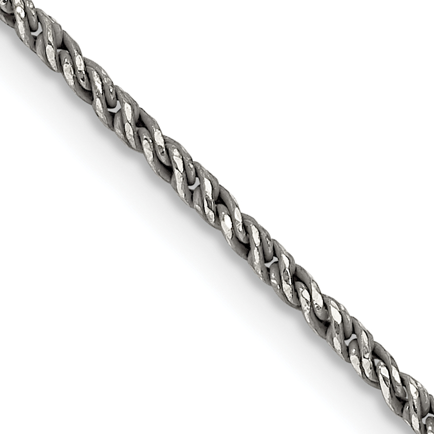 Sterling Silver Ruthenium-plated 1.7mm Twisted Tight Wheat Chain (QFC200-16)