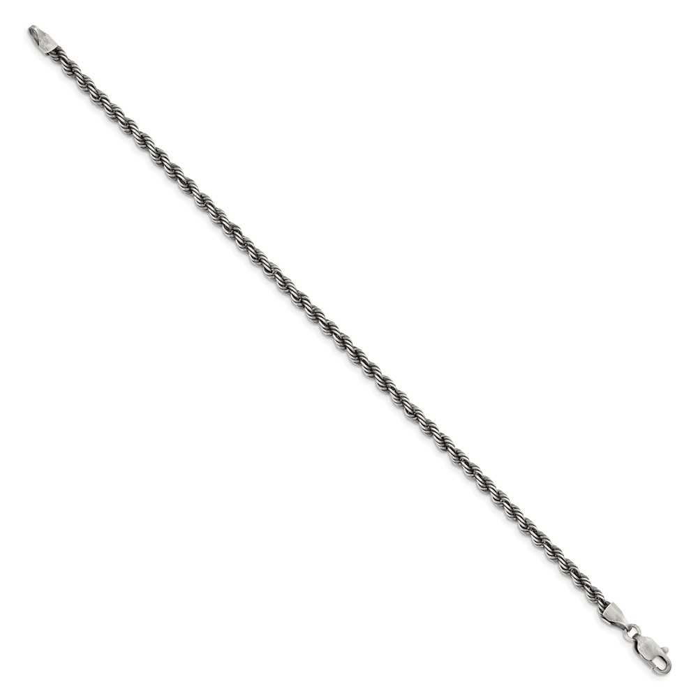 Sterling Silver Ruthenium-plated 3.4mm Rope Chain (QFC201-8)