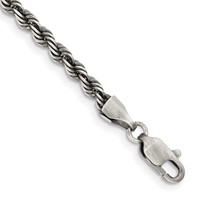 Sterling Silver Ruthenium-plated 3.4mm Rope Chain view 1