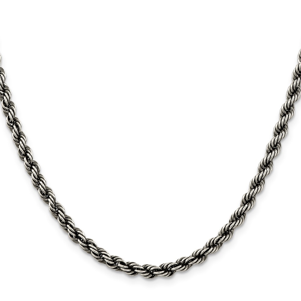 Sterling Silver Ruthenium-plated 4.5mm Rope Chain (QFC202-22)