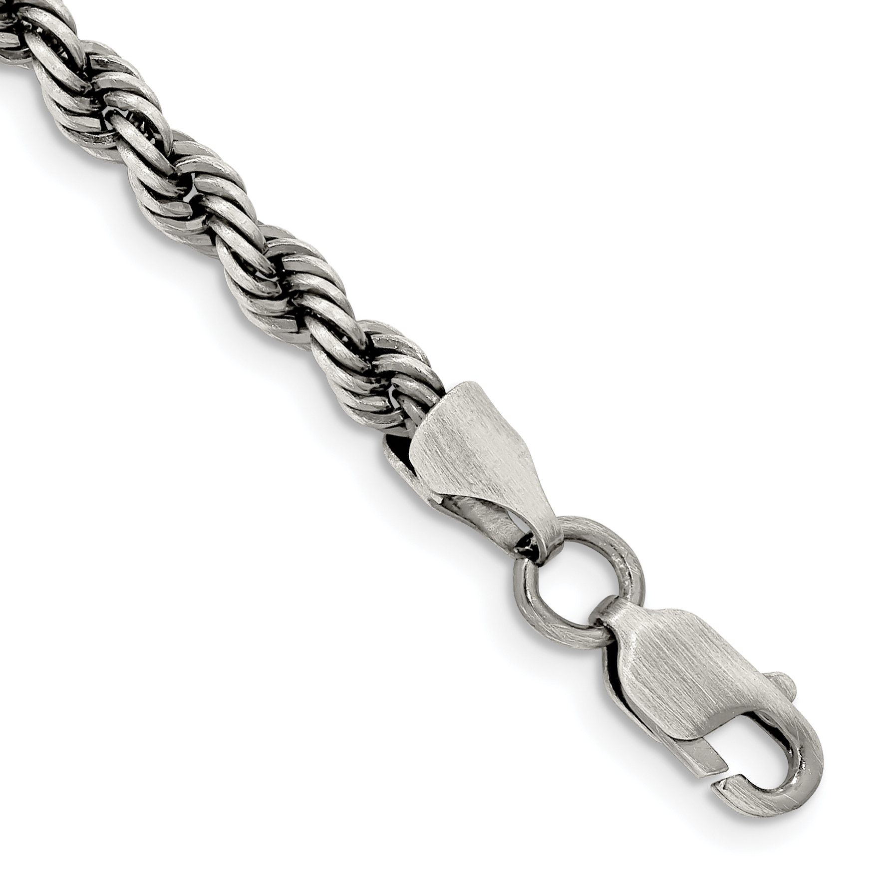 Sterling Silver Ruthenium-plated 4.5mm Rope Chain (QFC202-8)