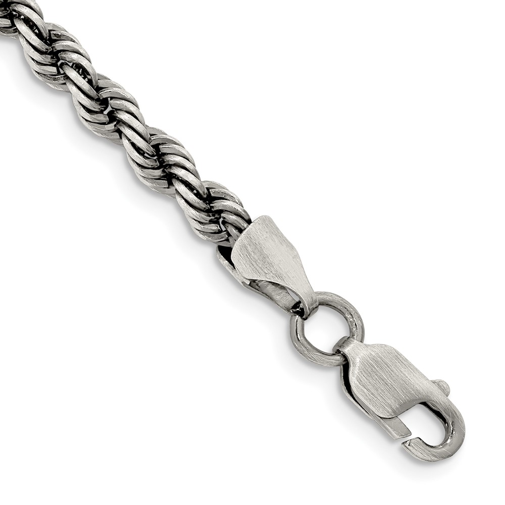 Sterling Silver Ruthenium-plated 4.5mm Rope Chain (QFC202-8)