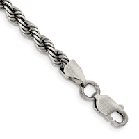 Sterling Silver Ruthenium-plated 4.5mm Rope Chain view 1