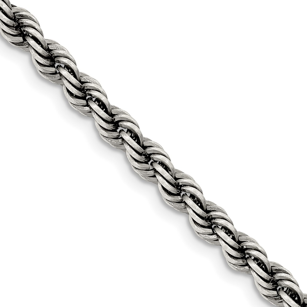 Sterling Silver Ruthenium-plated 4.5mm Rope Chain (QFC202-18)