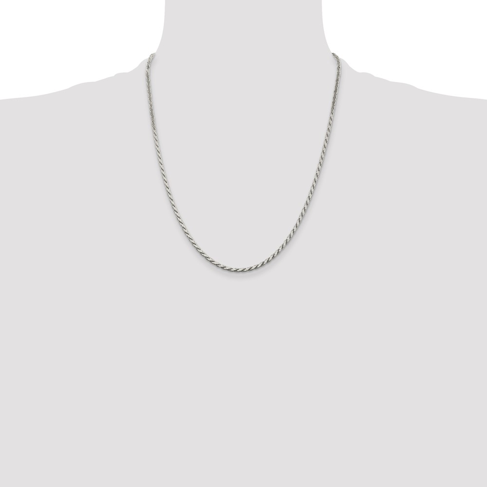 Sterling Silver 2.5mm Flat Rope Chain (QFC203-22)