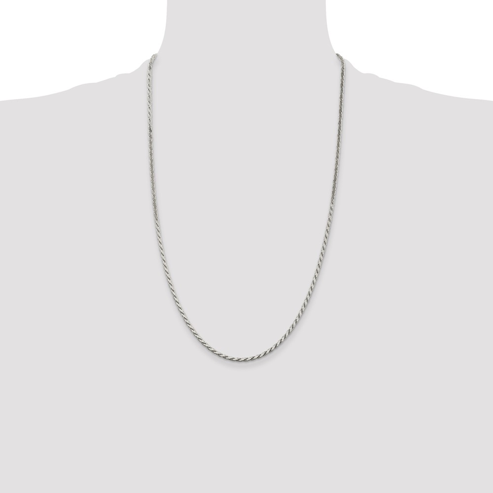 Sterling Silver 2.5mm Flat Rope Chain (QFC203-26)