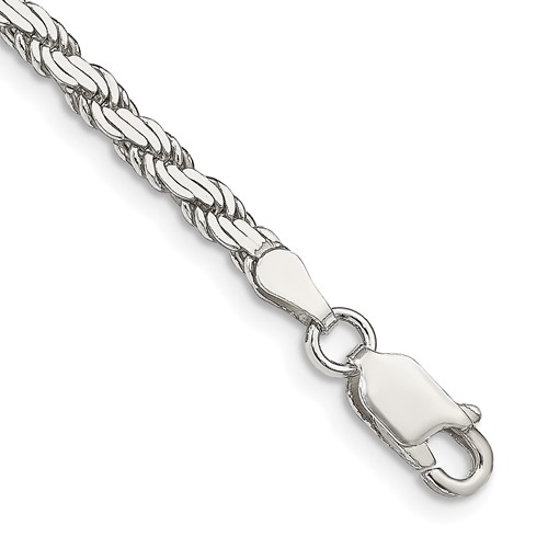 Sterling Silver 3.1mm Flat Rope Chain