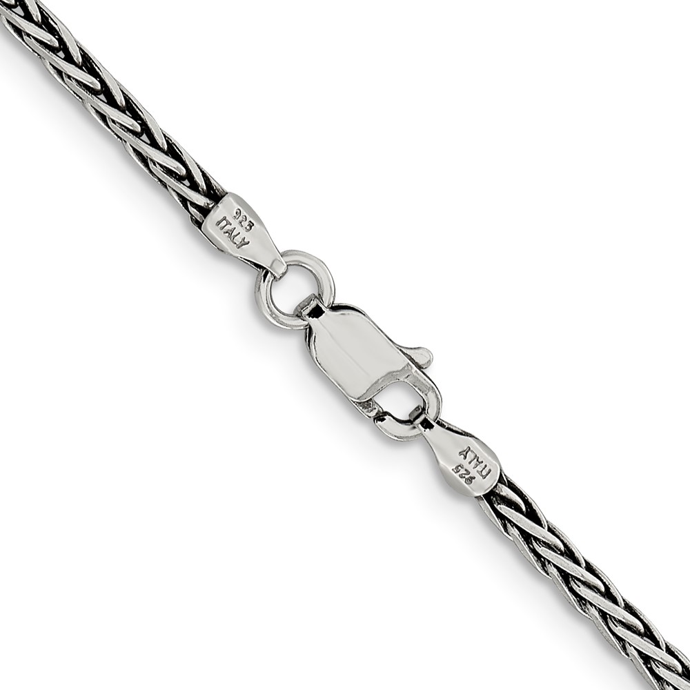 Sterling Silver Antiqued 2.2mm Solid Square Spiga Chain (QFC206-30)