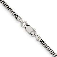 Sterling Silver Antiqued 2.2mm Solid Square Spiga Chain view 3